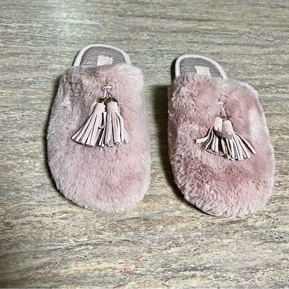 Ted Baker blush color slip on slippers with tassel